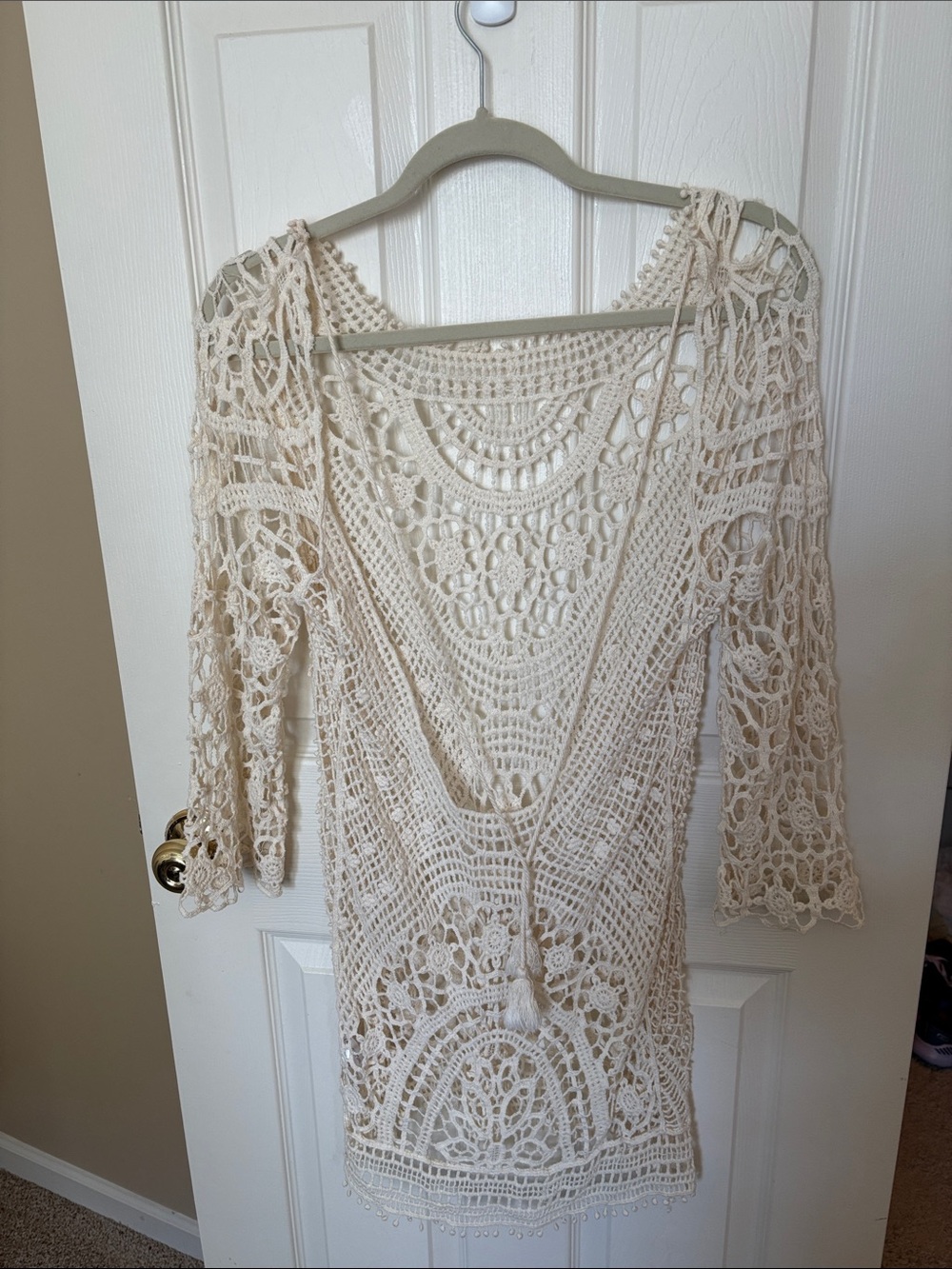 Cupshe Cream Crochet Lace Swim Coverup Tunic - Picture 2 of 3